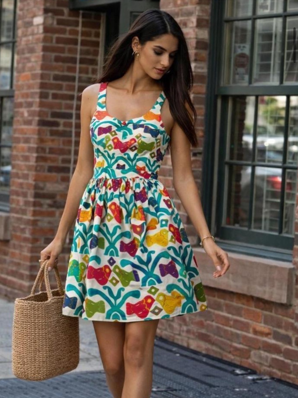Anthropologie Judith March Aztec Bird Print Dress - Medium